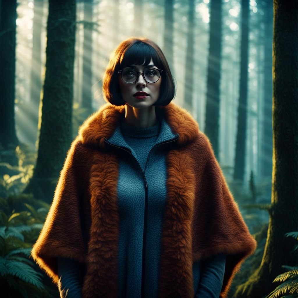 Velma Dinkley in Mysterious Forest, Cinematic Portrait