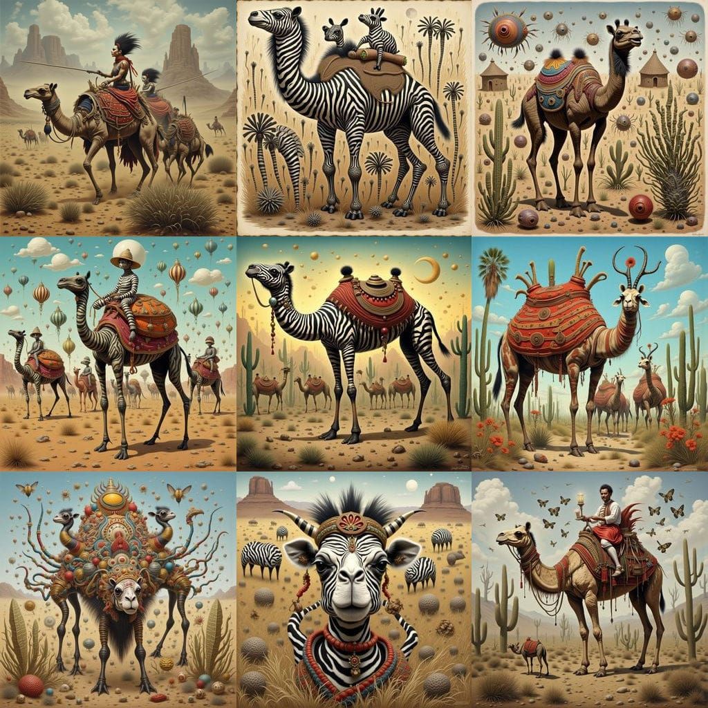 Striped Camel in Zebrpunk Style