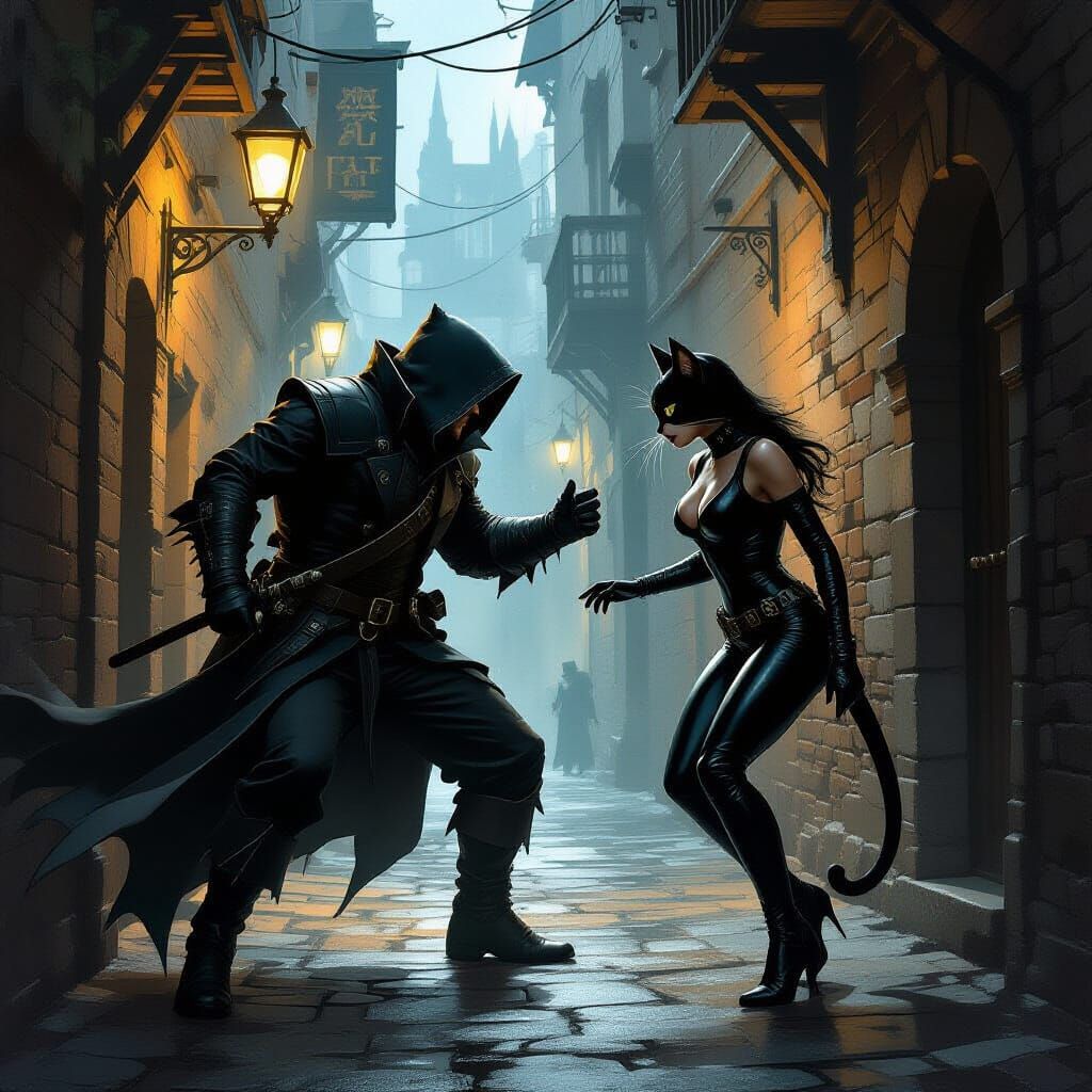 Thieves Guild Operative Ambushing Cat Shifter in Alley