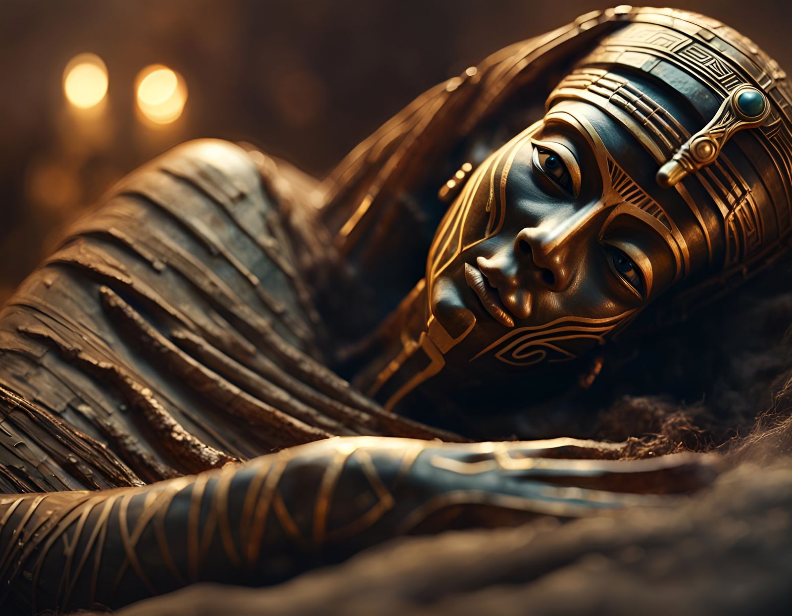 Detailed Egyptian Mummy in Sarcophagus: Photorealistic Film ...