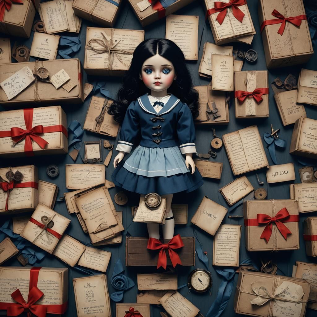 Creepy Victorian Porcelain Doll in Vintage Box