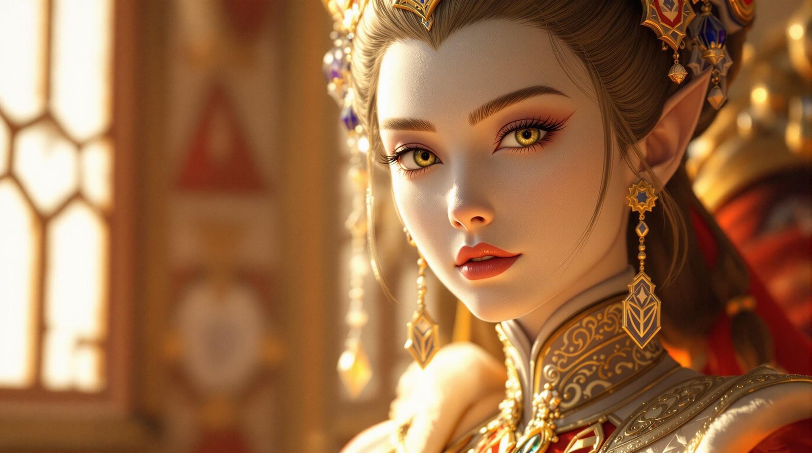 Surreal Portrait of Princess Zelda as Queen Amidala in a Sun...