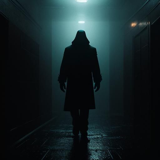 Ethereal Apparition in Abandoned Hallway: Film Noir