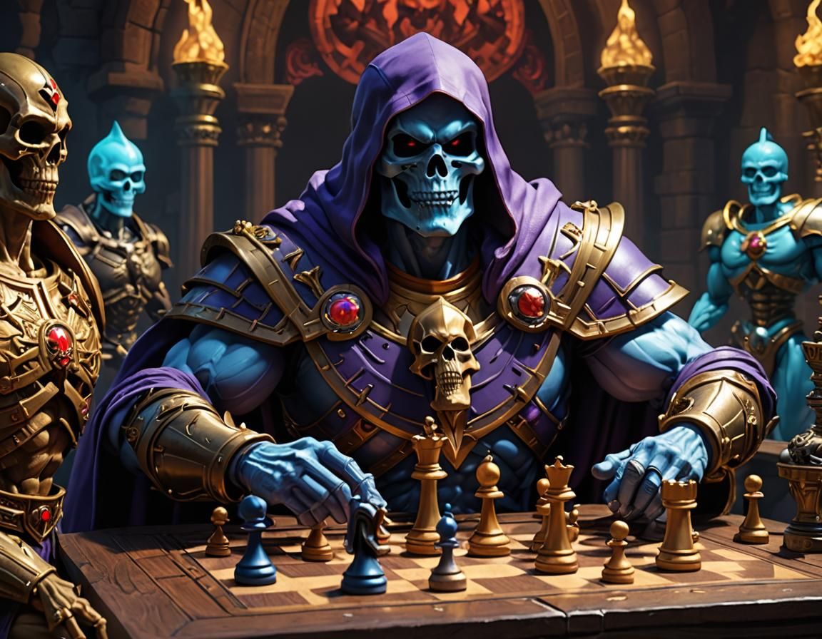 Skeletor playing chess, Masters of the Universe, MOTU