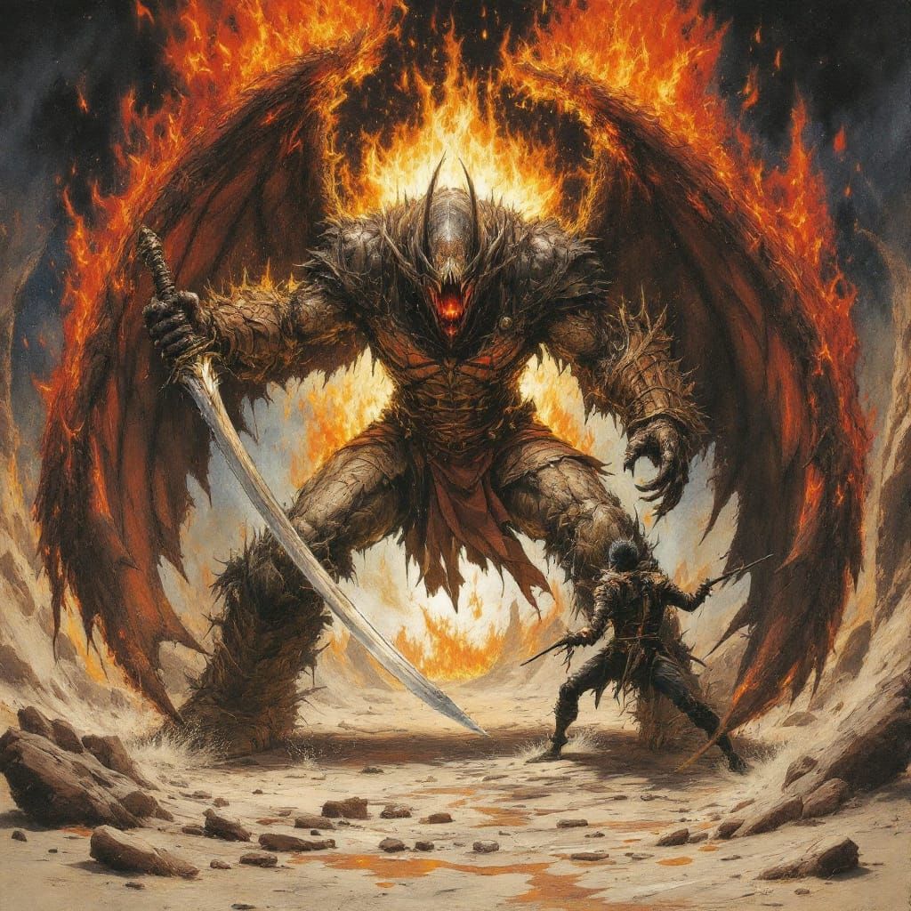 Dramatic Figure Illustration with High Contrast Lighting