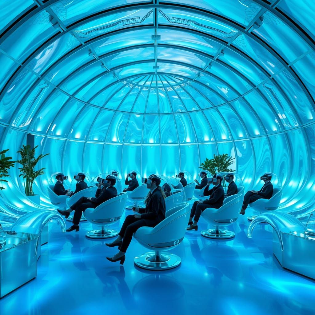 Futuristic Space Glasshouse in Cyberpunk Aesthetic