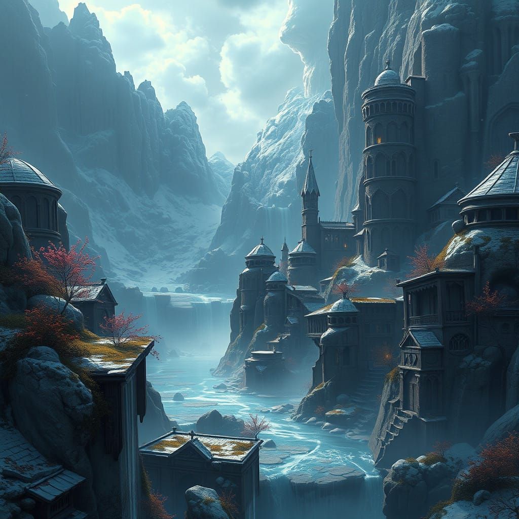 Random Grey Haired Fantasy Girl Character Portrait in Intric...