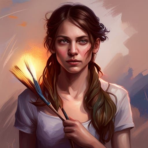 Detailed Portrait of Girl Painting, Trending Artstation Styl...