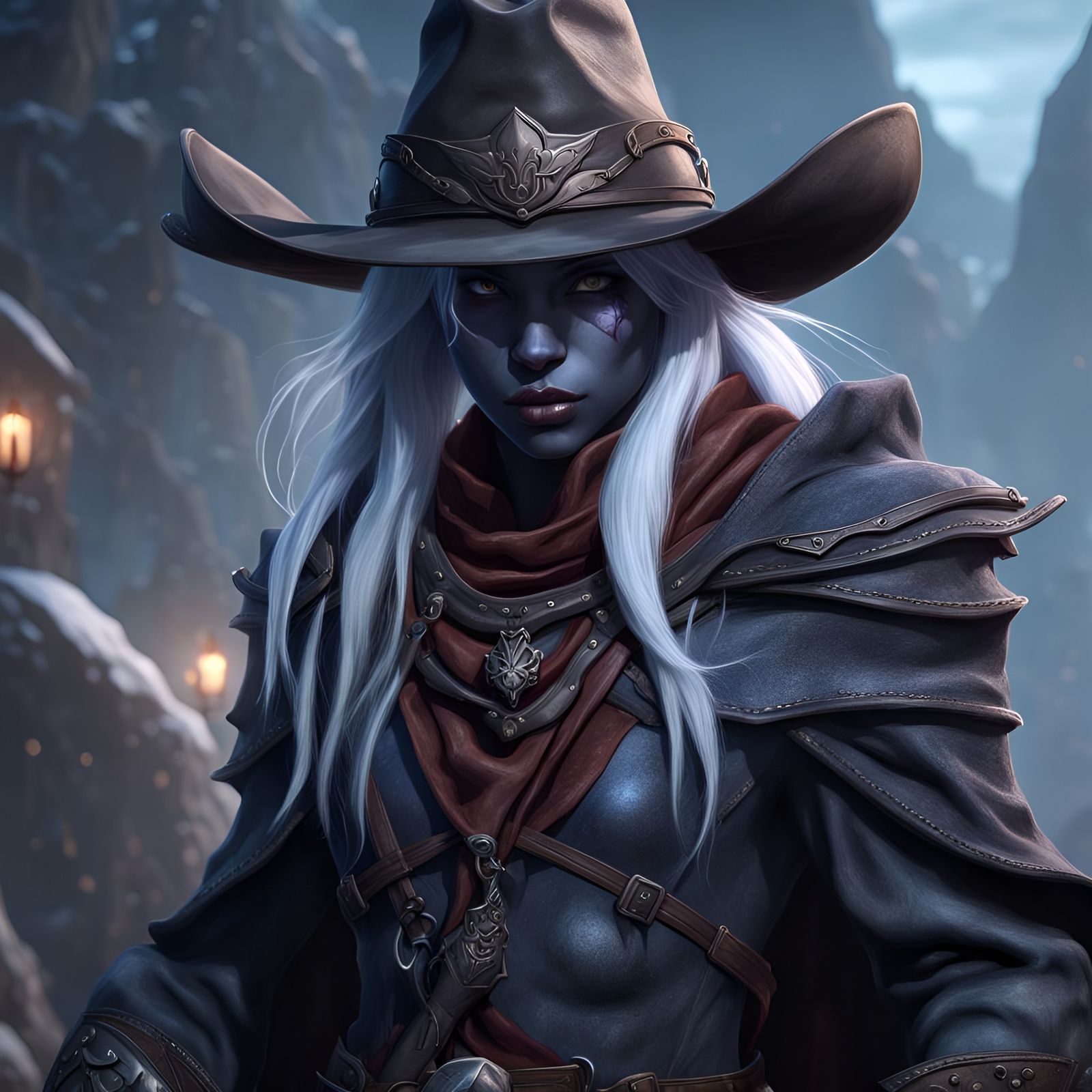 Drow Elf in Cowboy Hat Digital Art