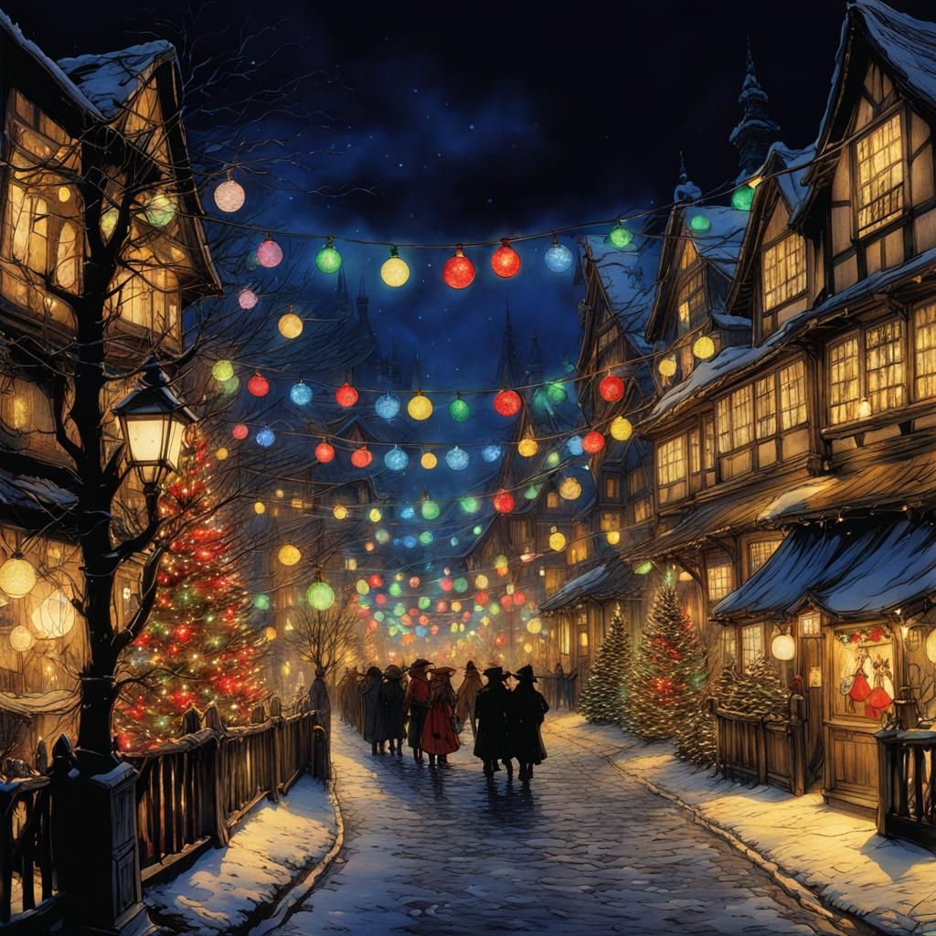 Surreal Anime-Inspired Christmas Scene under Rackham's Influ...