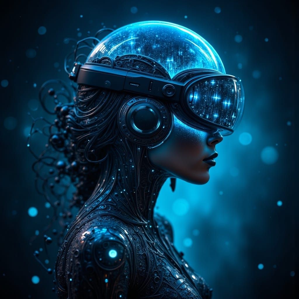 Futuristic Woman in Hyperspace VR Gear