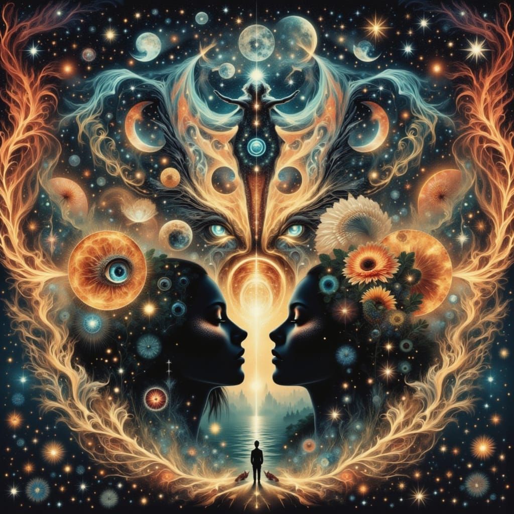 Ethereal Figures in a Mystical Landscape