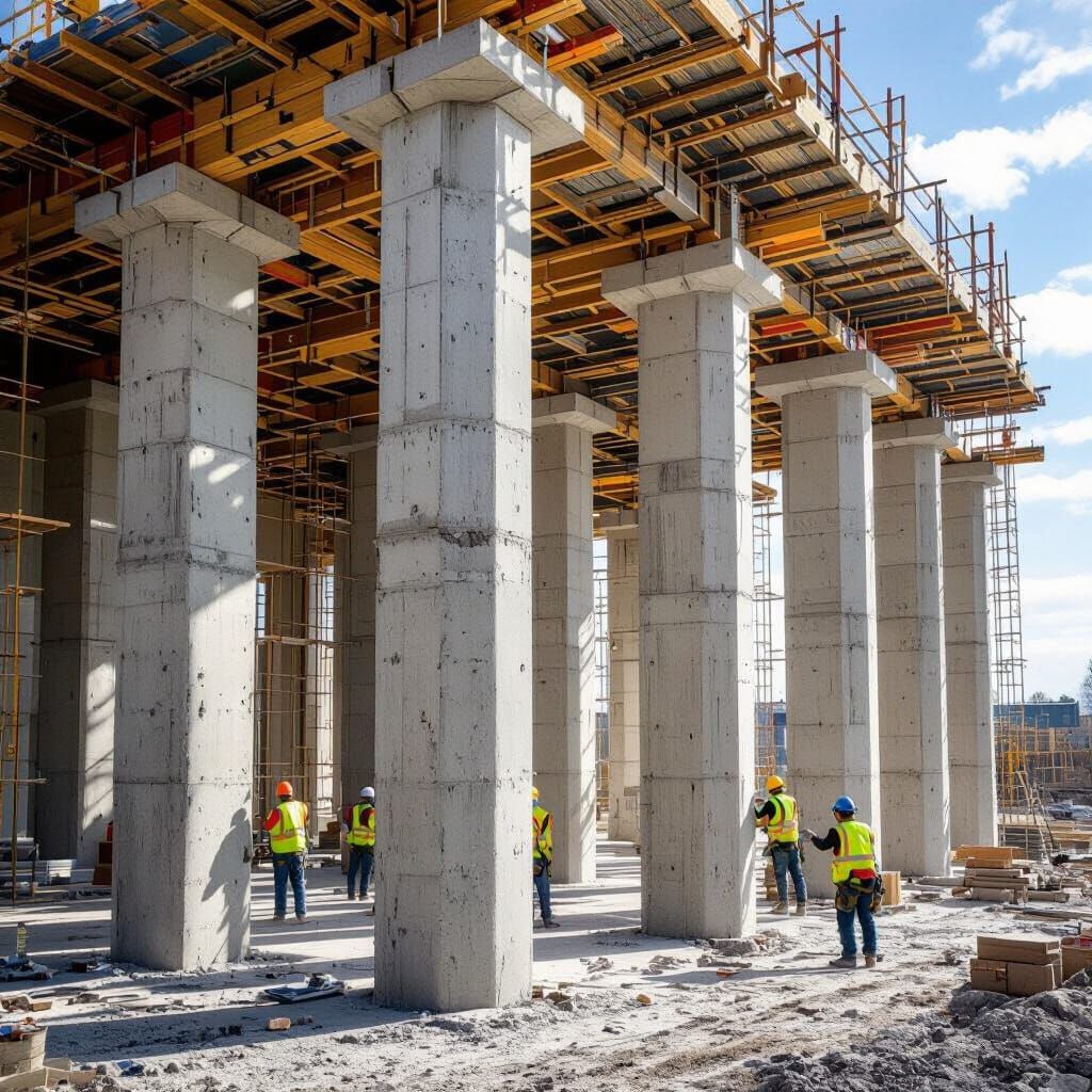 Monumental Concrete Columns Under Construction