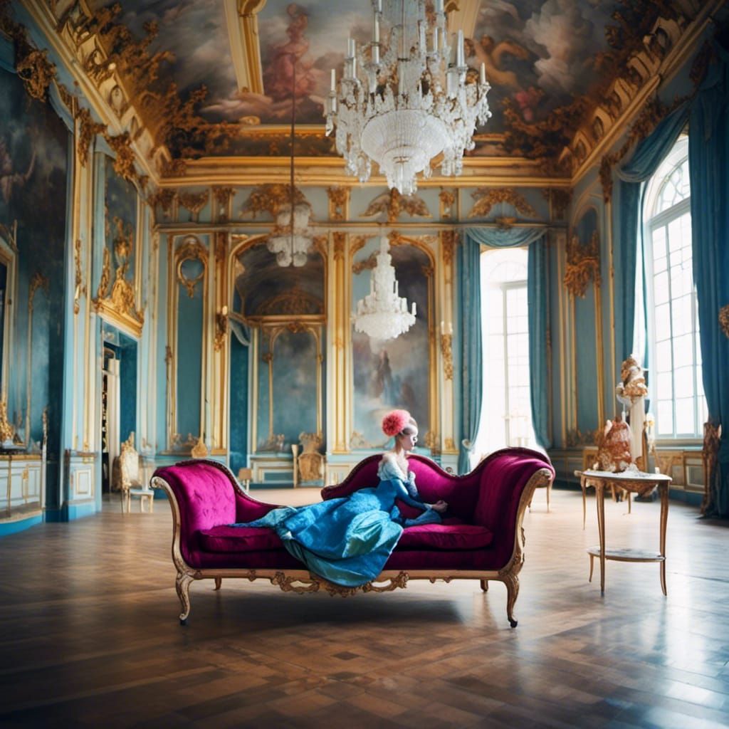 Marie Antoinette on Sofa in Versailles