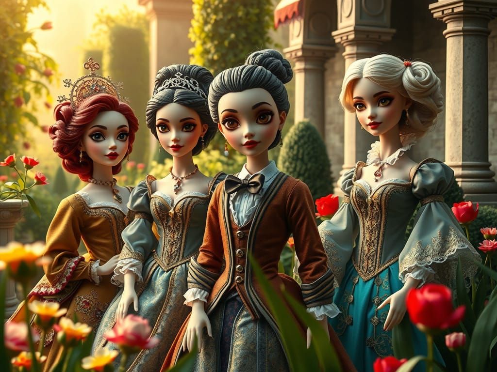Renaissance Dolls in Whimsical Castle Gardens