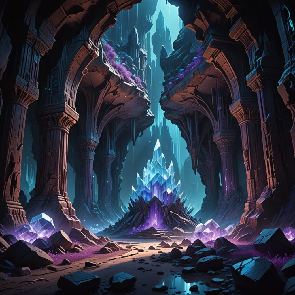 Subterranean Cavern Hideout With Giant Glowing Crystals