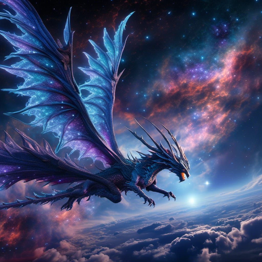 dragon with cosmic wings