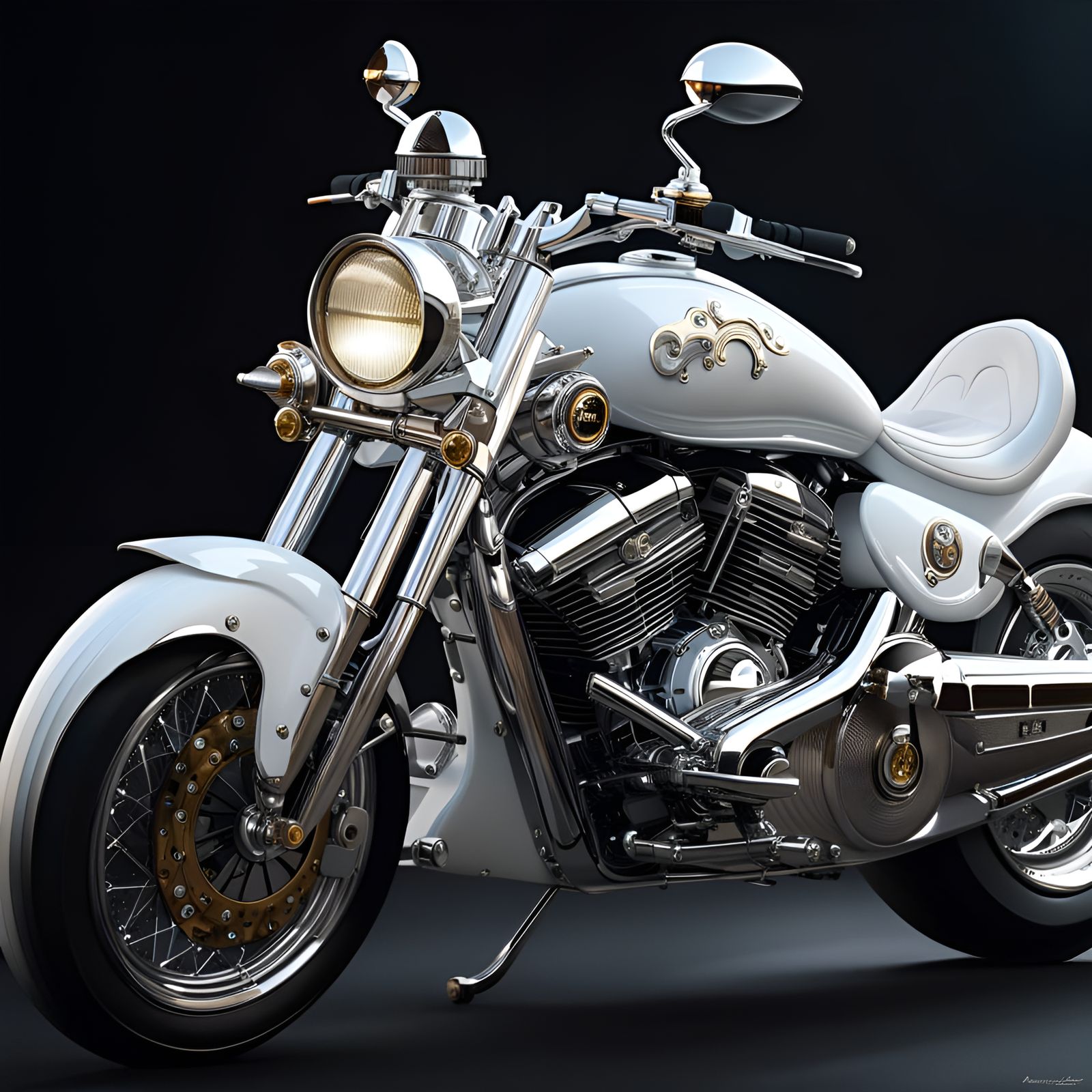 Rococo Gothic Motorcycle in Photorealistic Style