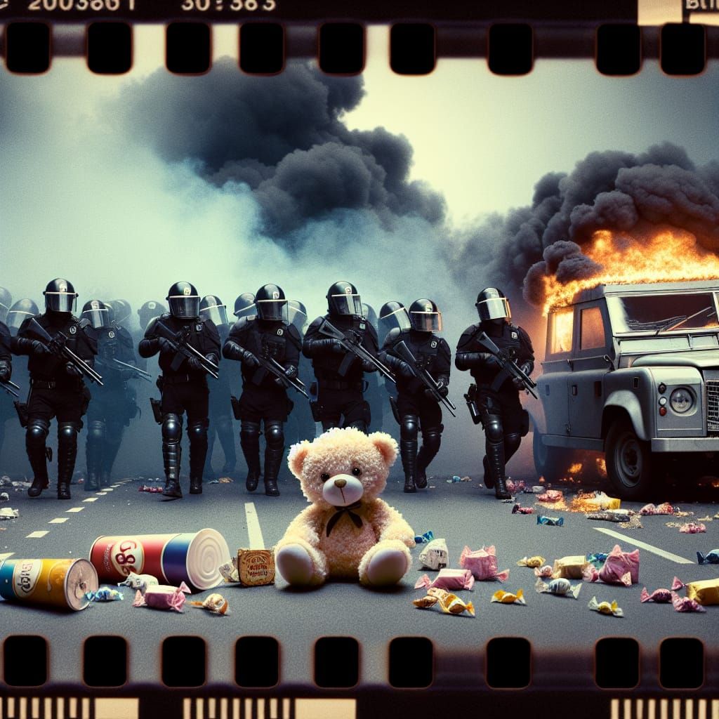 Epic Battle: Riot Police Versus Teddy Bears