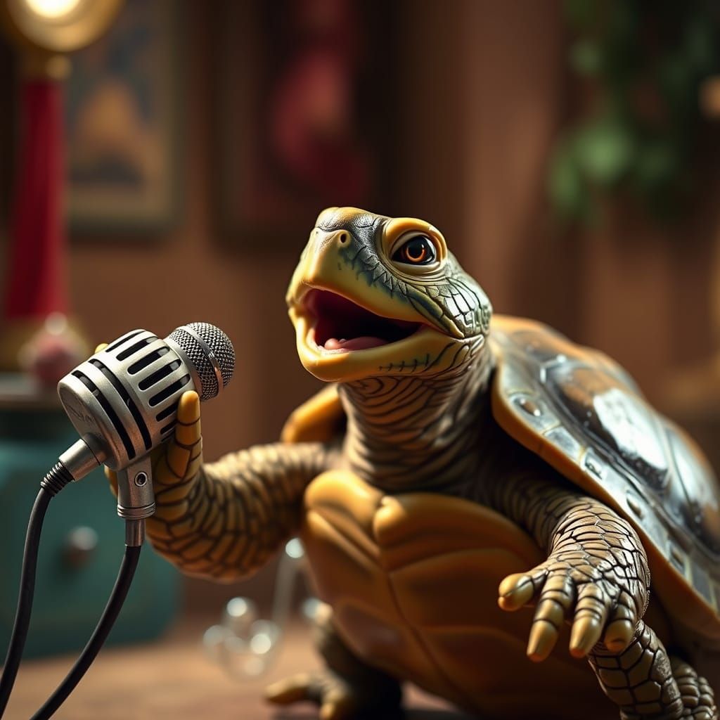 Singing Turtle in a Whimsical Style