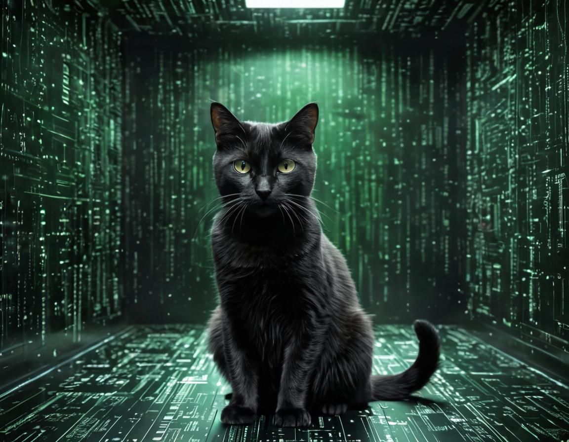 Cat in Cyberspace Matrix Film Style