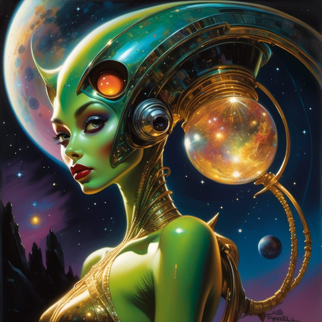 Alluring Alien in Sparkling Comicbook Art