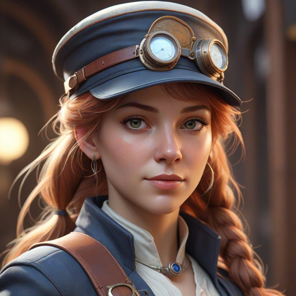 Gadget Hackwrench in Steampunk Style, Detailed Portrait