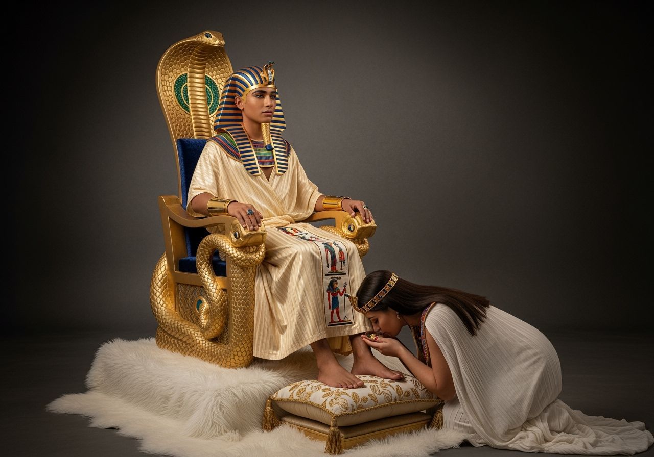 Regal Young Pharaoh on Jeweled Throne