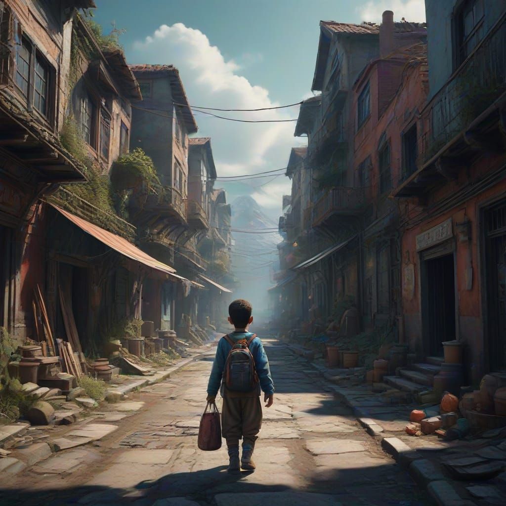 Child Poverty Day Art - Detailed Matte Painting