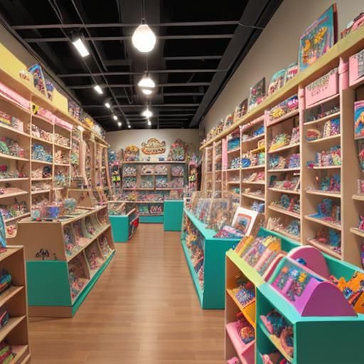 Colorful Toy Store Displaying Various Toys
