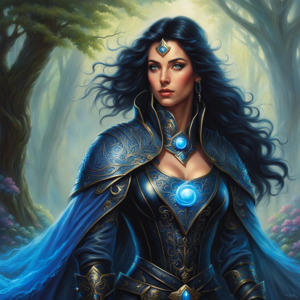 Ethereal Fantasy Warlock Portrait in Light Armor