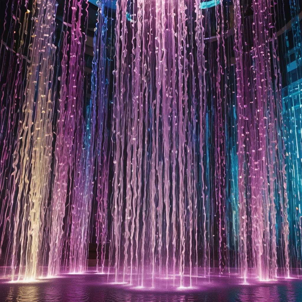 Illuminated Indoor Water Feature in Electric Blue