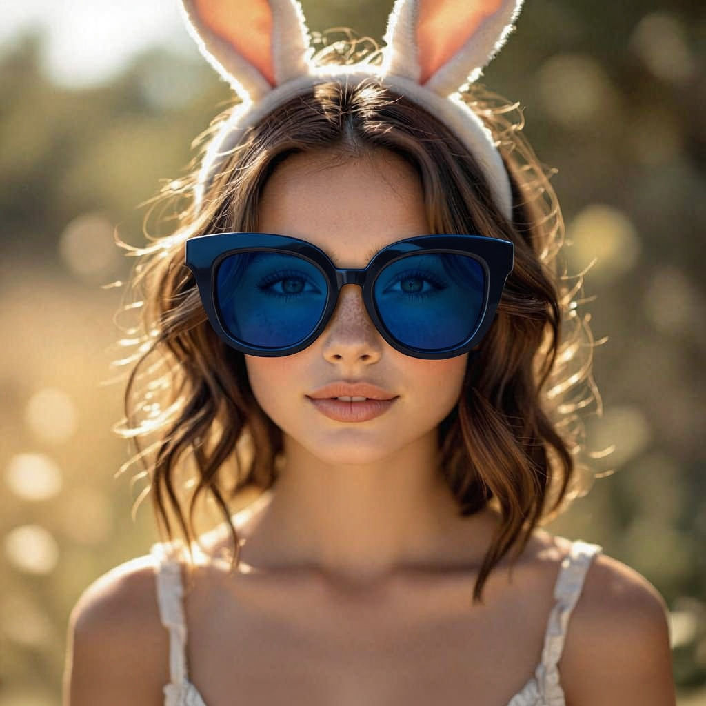 Cute Girl with Bunny Ears, Cinematic Portrait