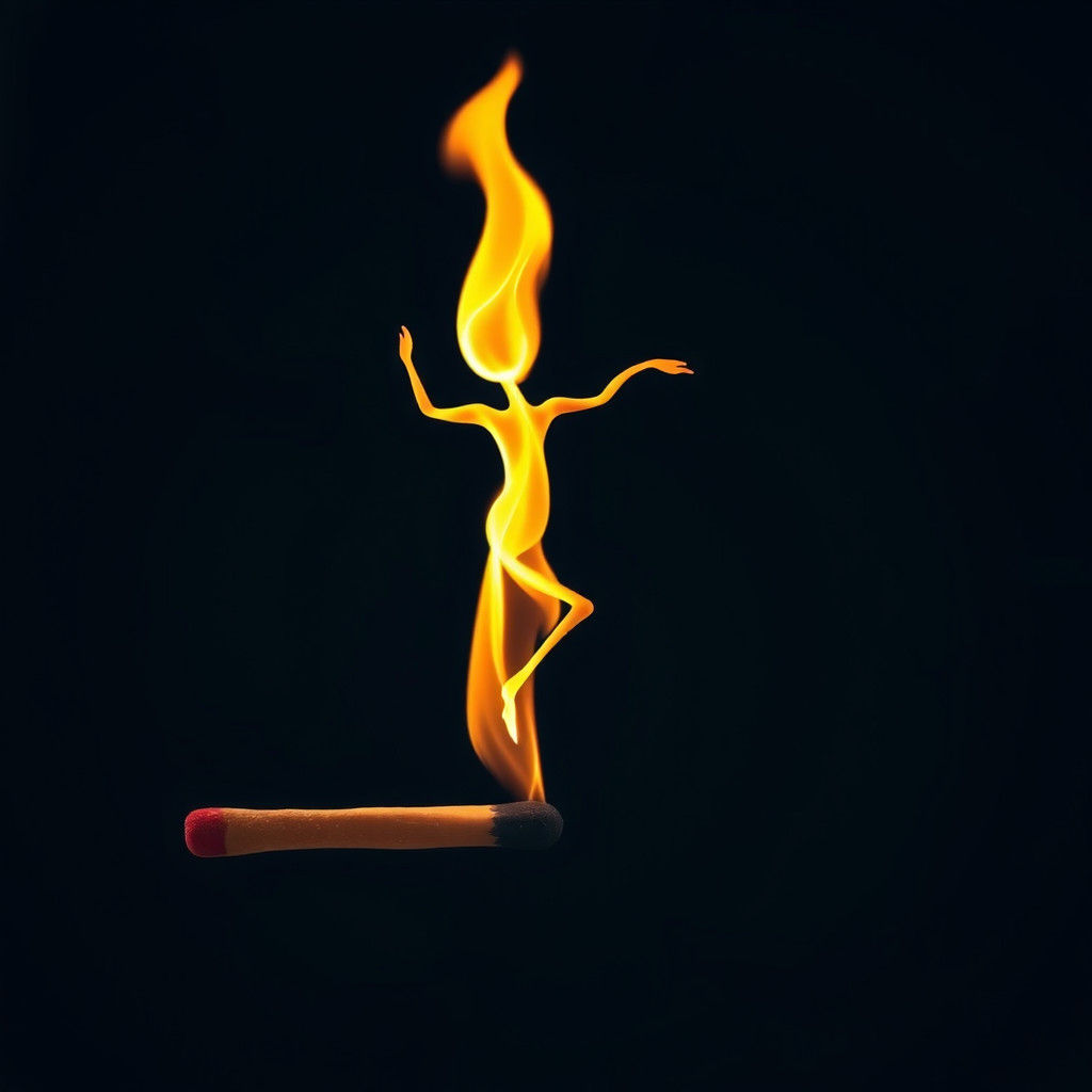 Flaming Dancer on a Match Head