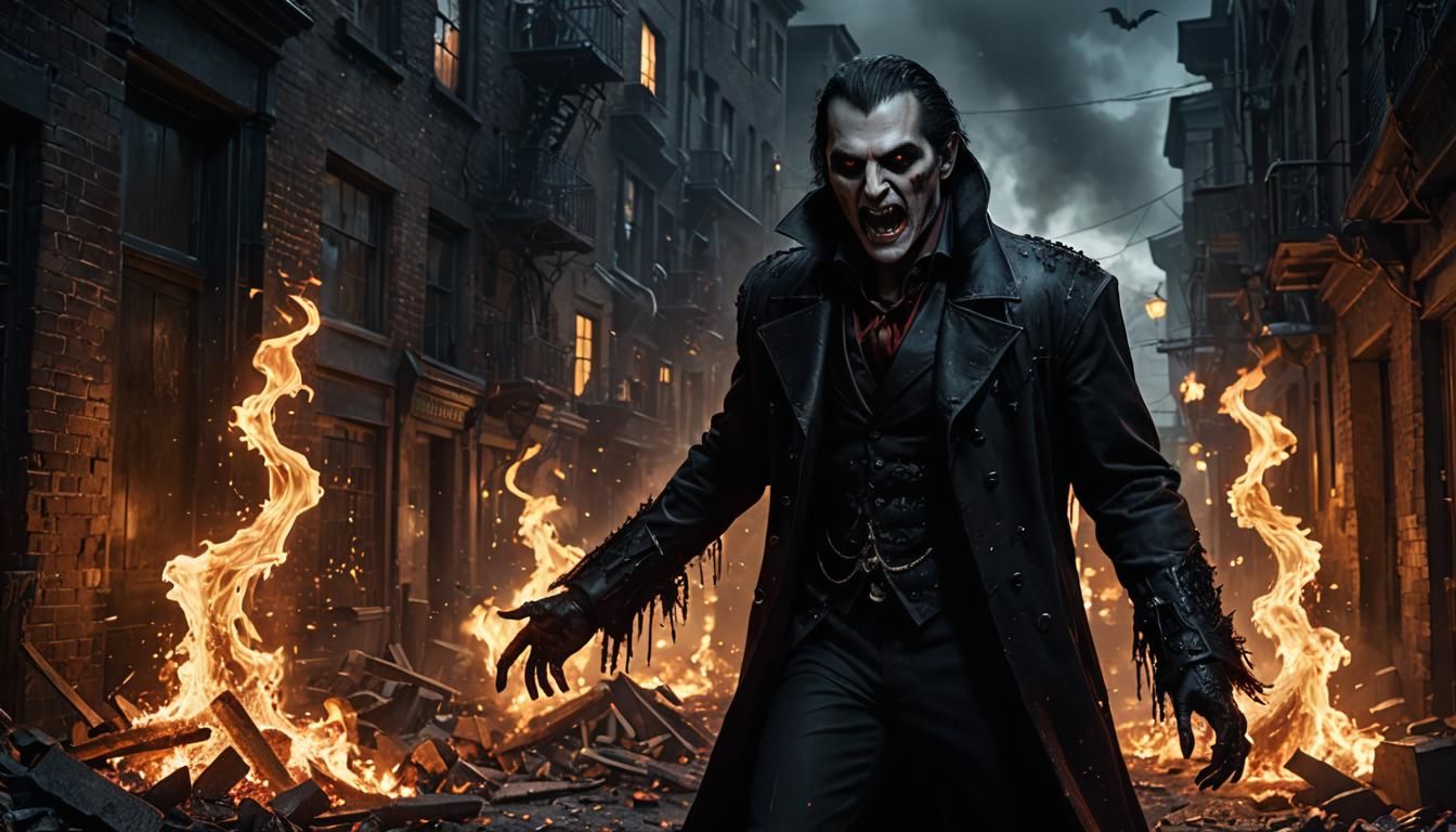 Vampire's Macabre Demise in Hyperrealistic Photorealism