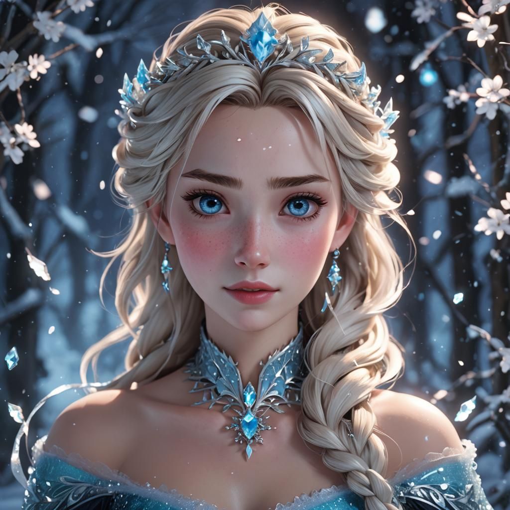 Elsa in Detailed 3D Anime Art Style