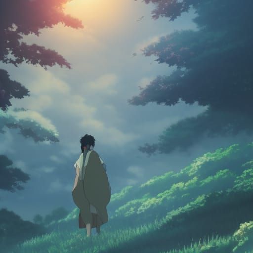 Anime Key Visual Inspired by Ghibli and Shinkai