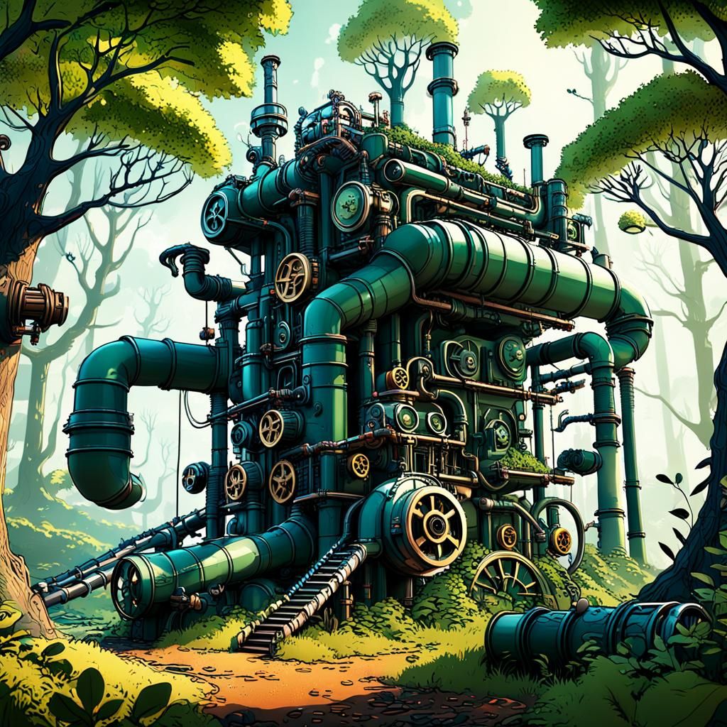Mechanical Forest: Intricate Steampunk Concept Art