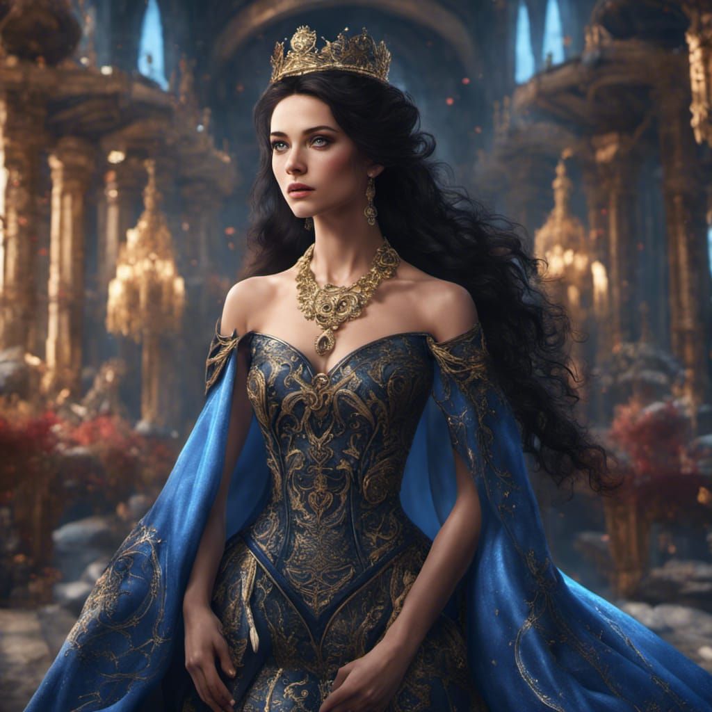 Royal Princess with Black Hair in Detailed Fantasy Art