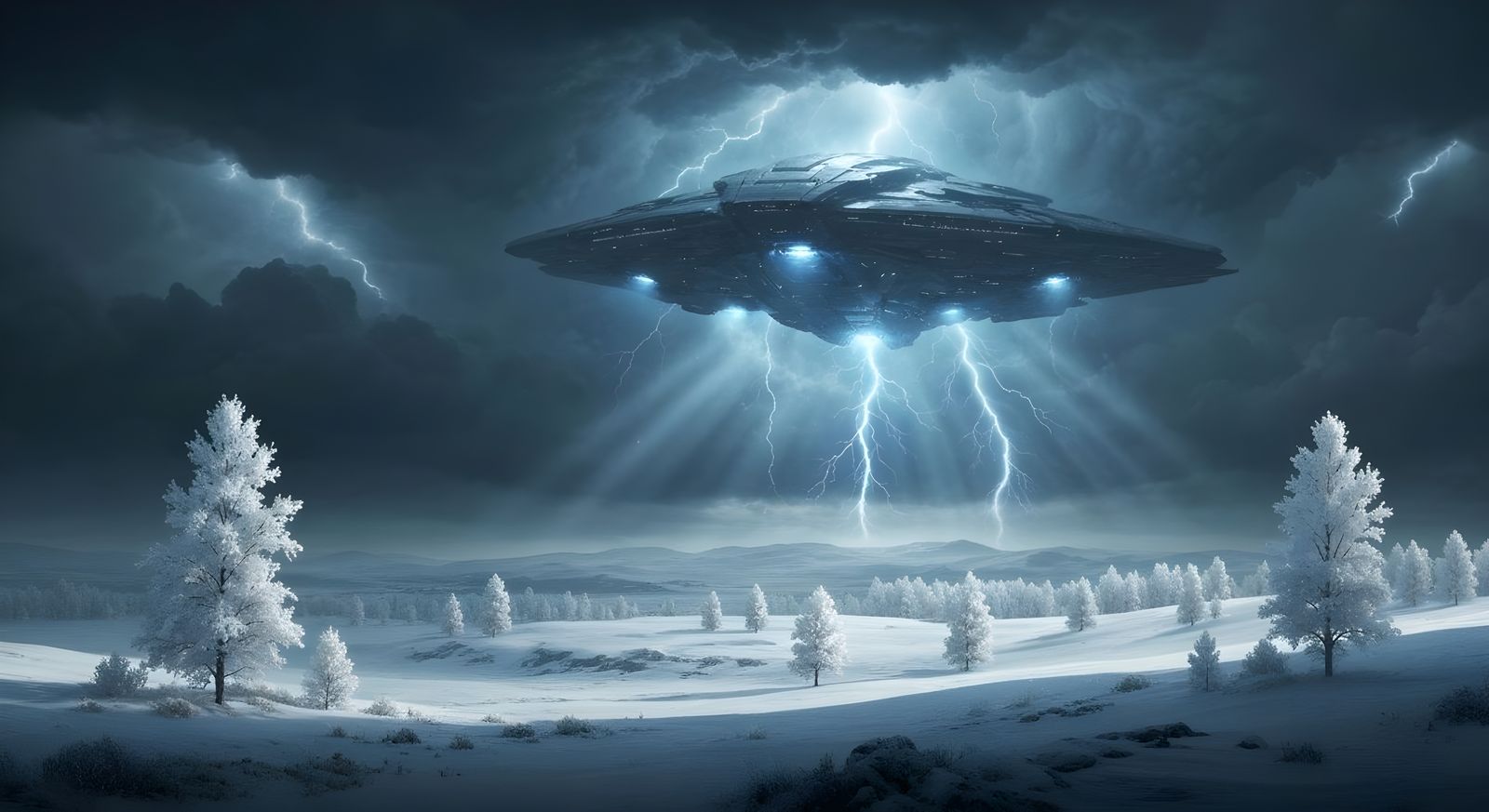 Alien Spacecraft Emerges from Winter Storm