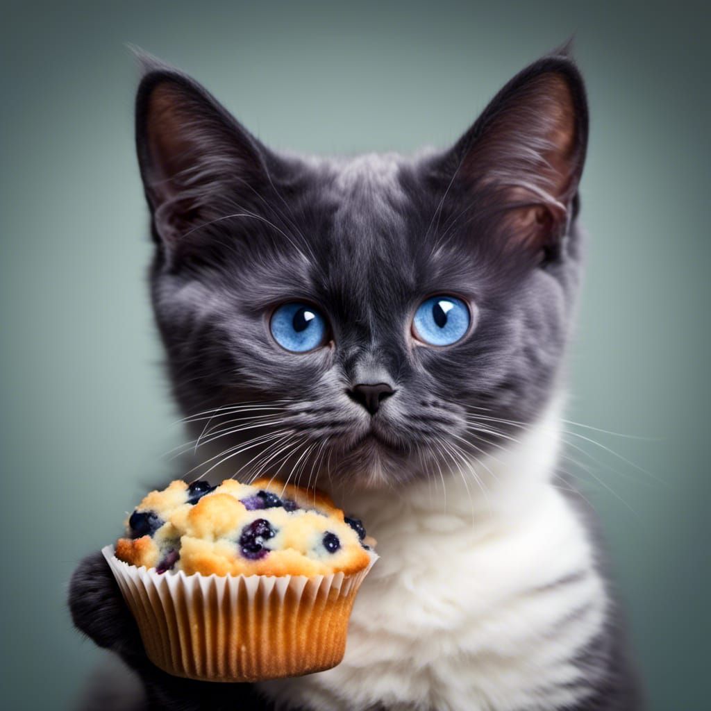 Commander Blueberry Muffin Kitten Culinary Portrait