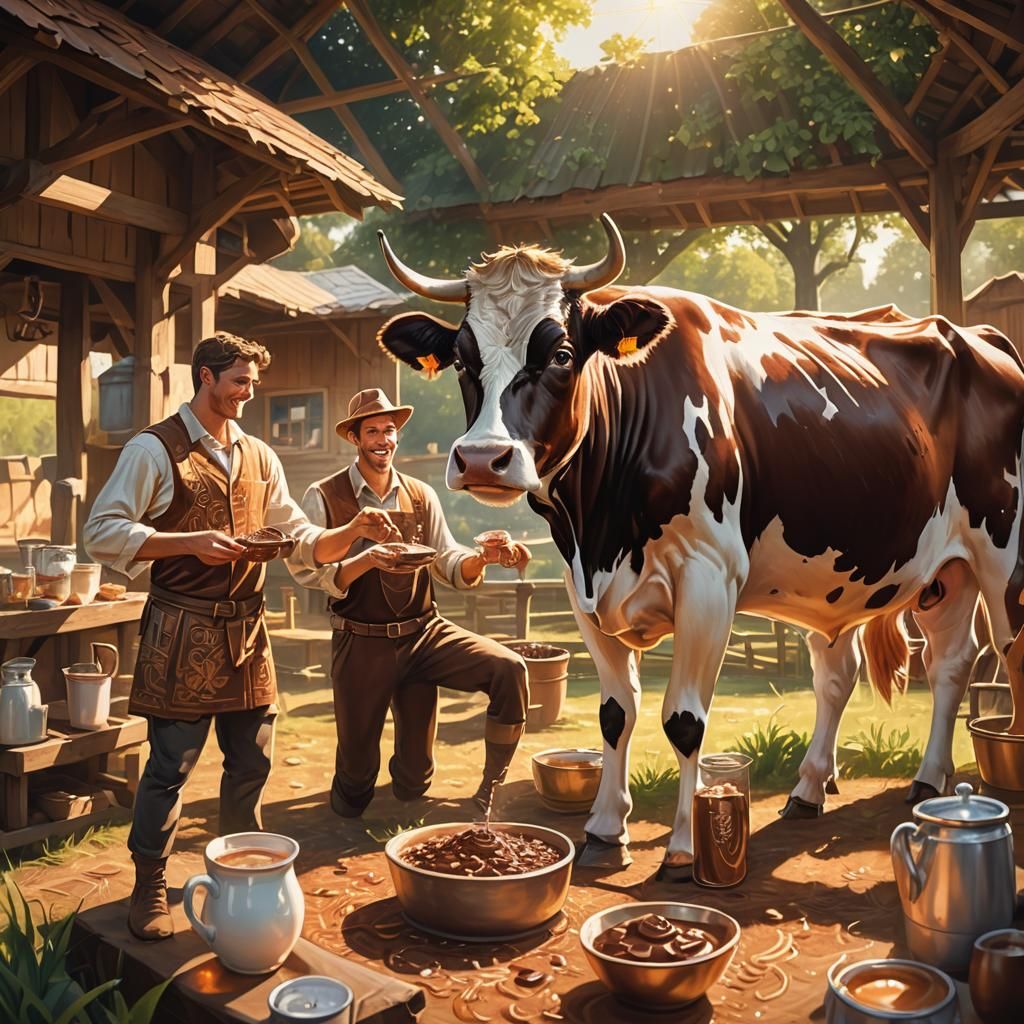 Fantasy Art: Chocolate Milk Creation on Sunny Farm