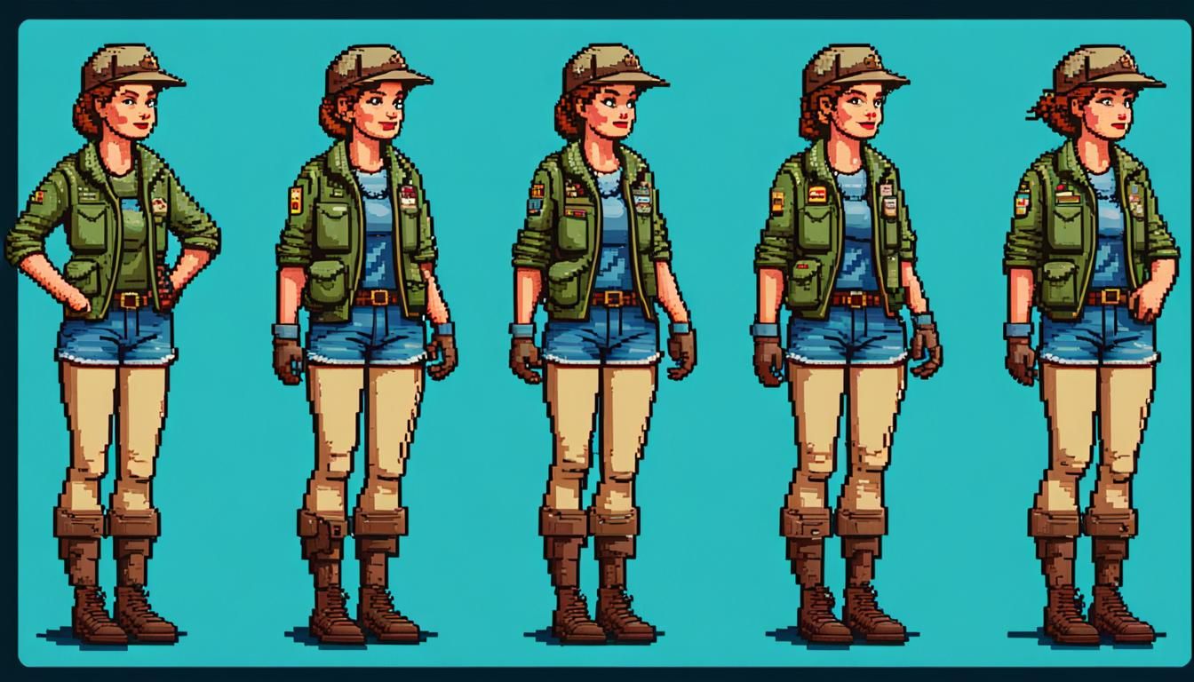 8-bit Pin-Up Pilot Sprite Animation