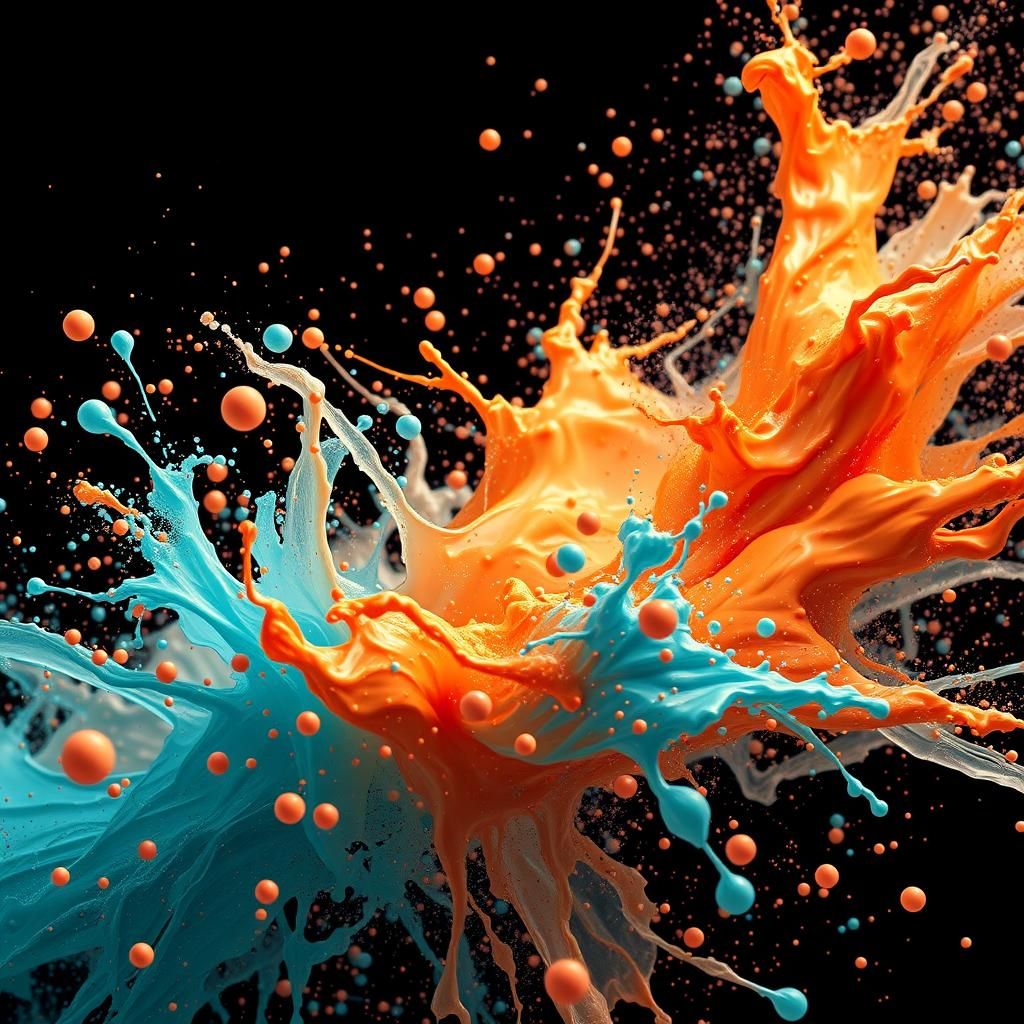 Colorful Abstract Explosion in Impasto Style