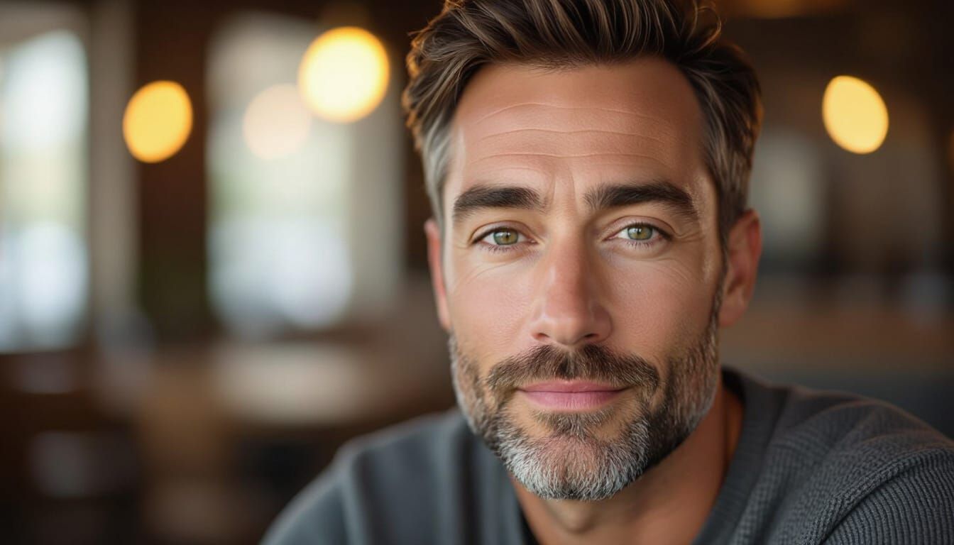 Close-Up Portrait of a Kind Man in Warm Light