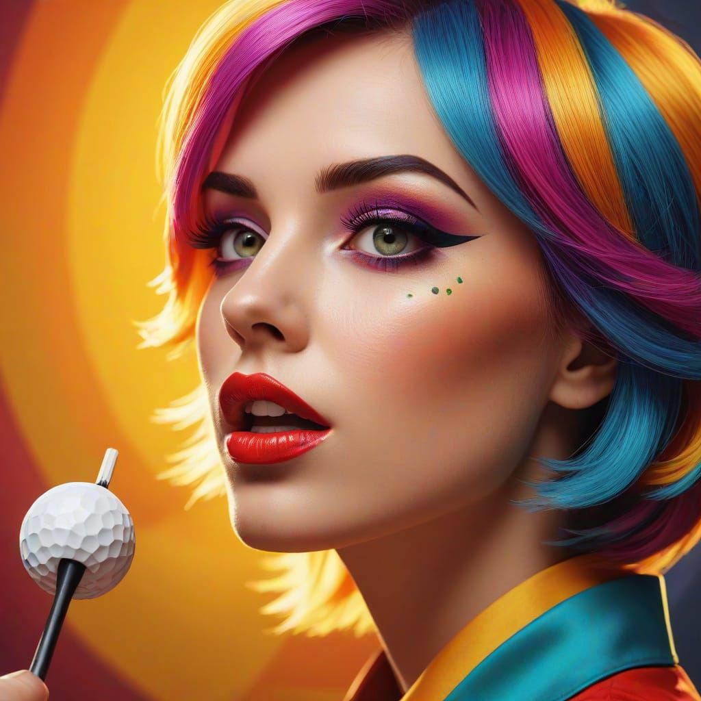 Pop Art Darts Player in Triadic Colors