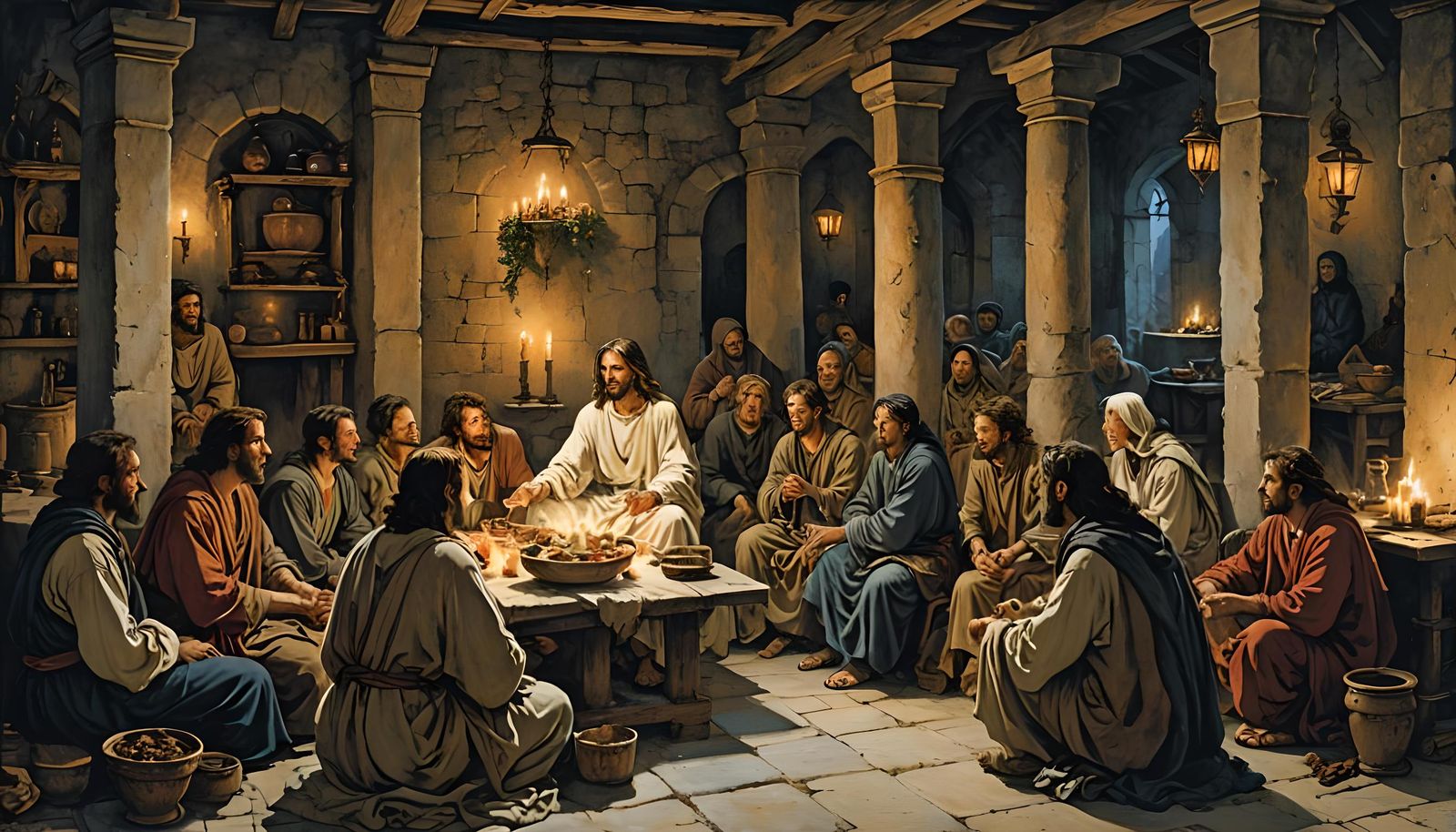 Jesus Teaching Disciples in Ancient Israel, Arthur Rackham S...