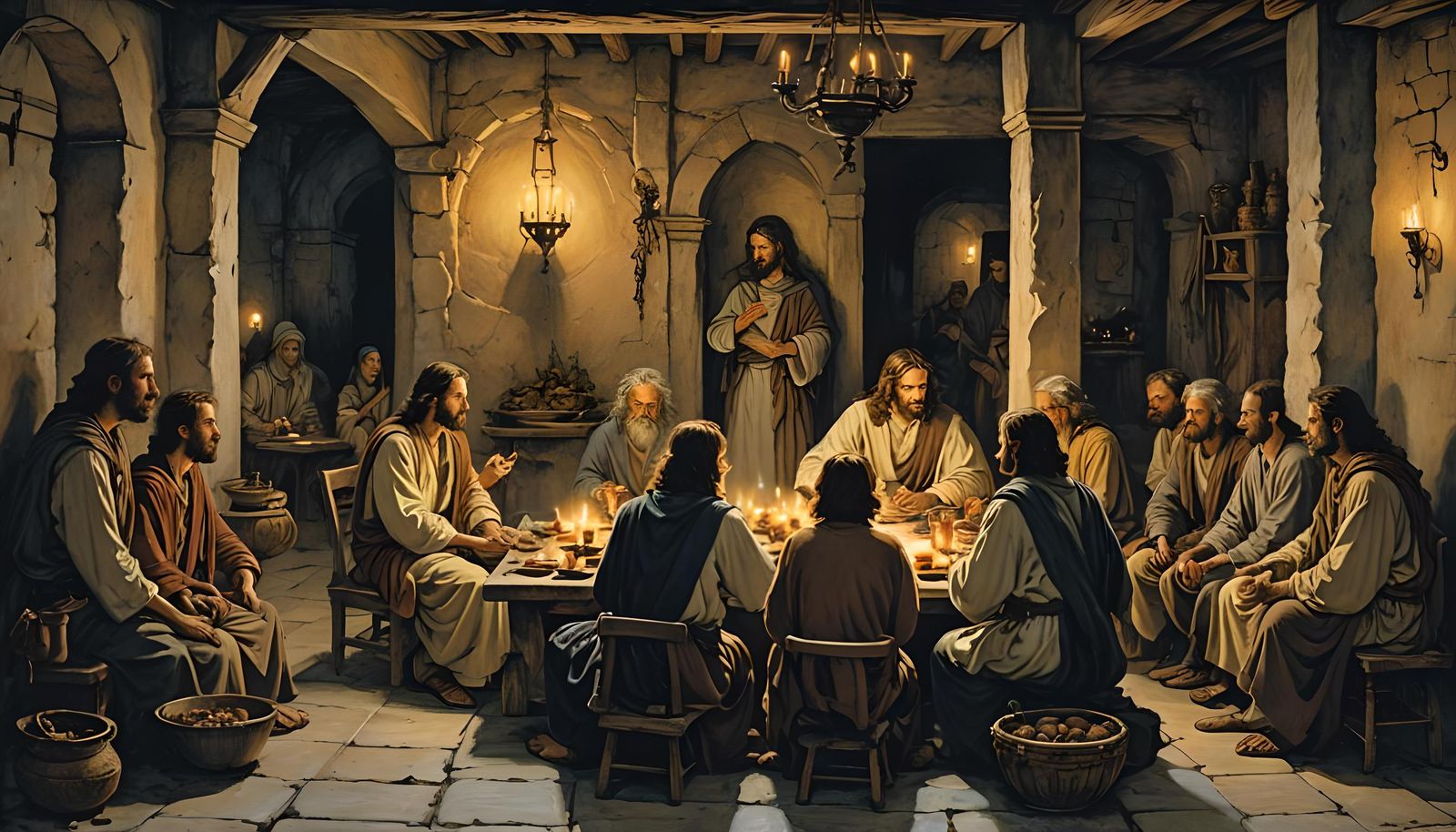 Jesus Teaching Disciples: Hyperdetailed Ancient Scene