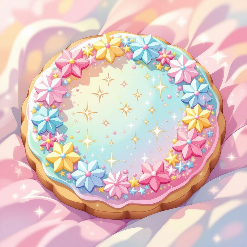 Sparkling Glitter Cookie in Whimsical Anime Style