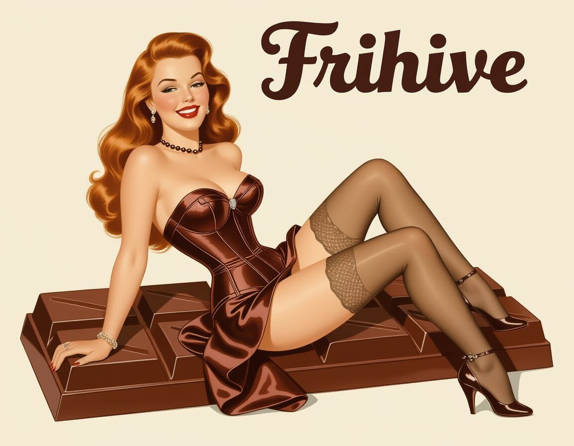 Chocolate Pin-Up Girl in Art Frahm Style
